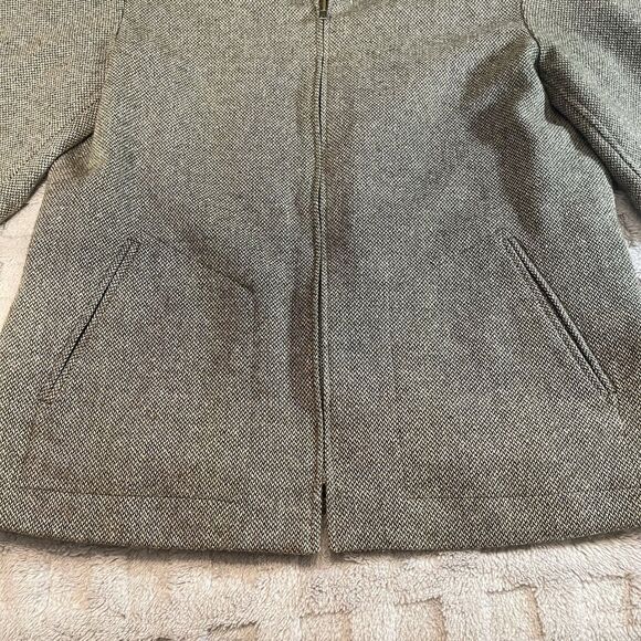 Women's Vtg Evan Picone Green Herringbone Tweed Jacket Coat Size 10 - Picture 7 of 16